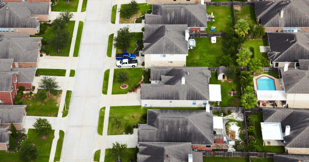 Aerial view of Houston neighborhood