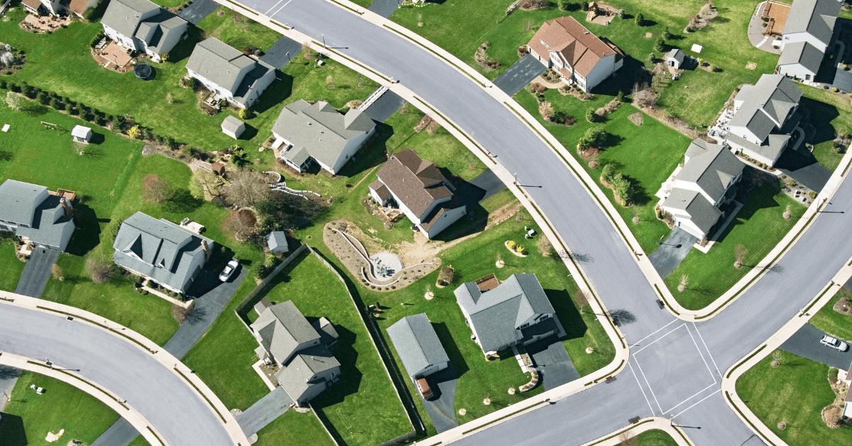 Aerial view of Houston suburbs