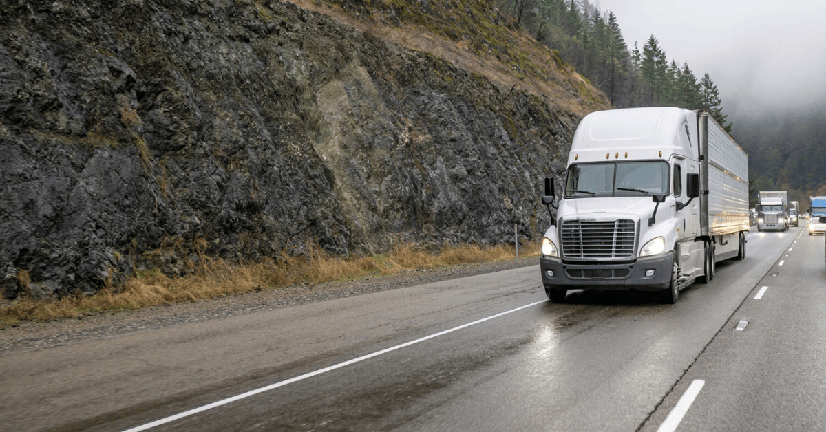 Moving truck in the rain