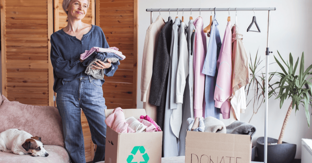 woman decluttering home for moving