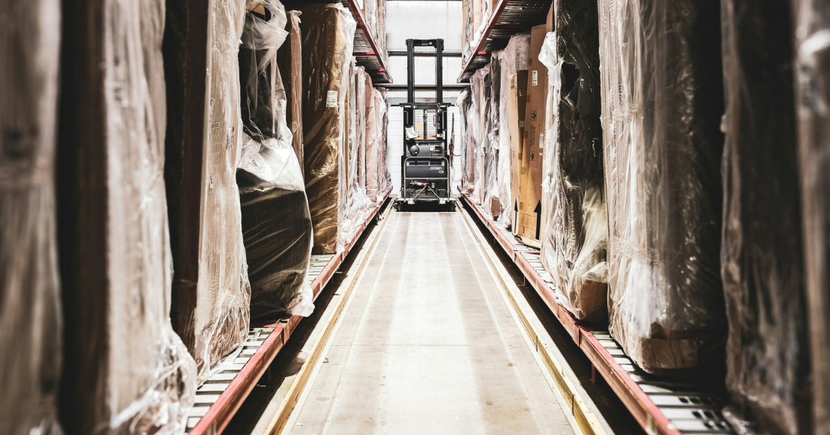 forklift in a commercial warehouse