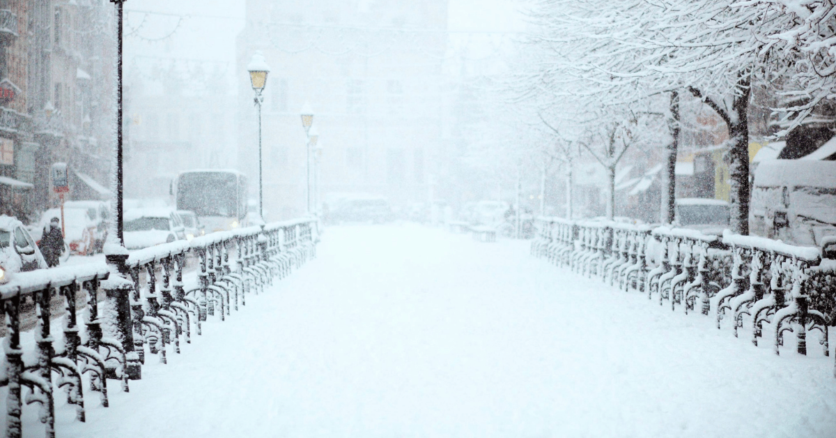 Road heavily covered with snow