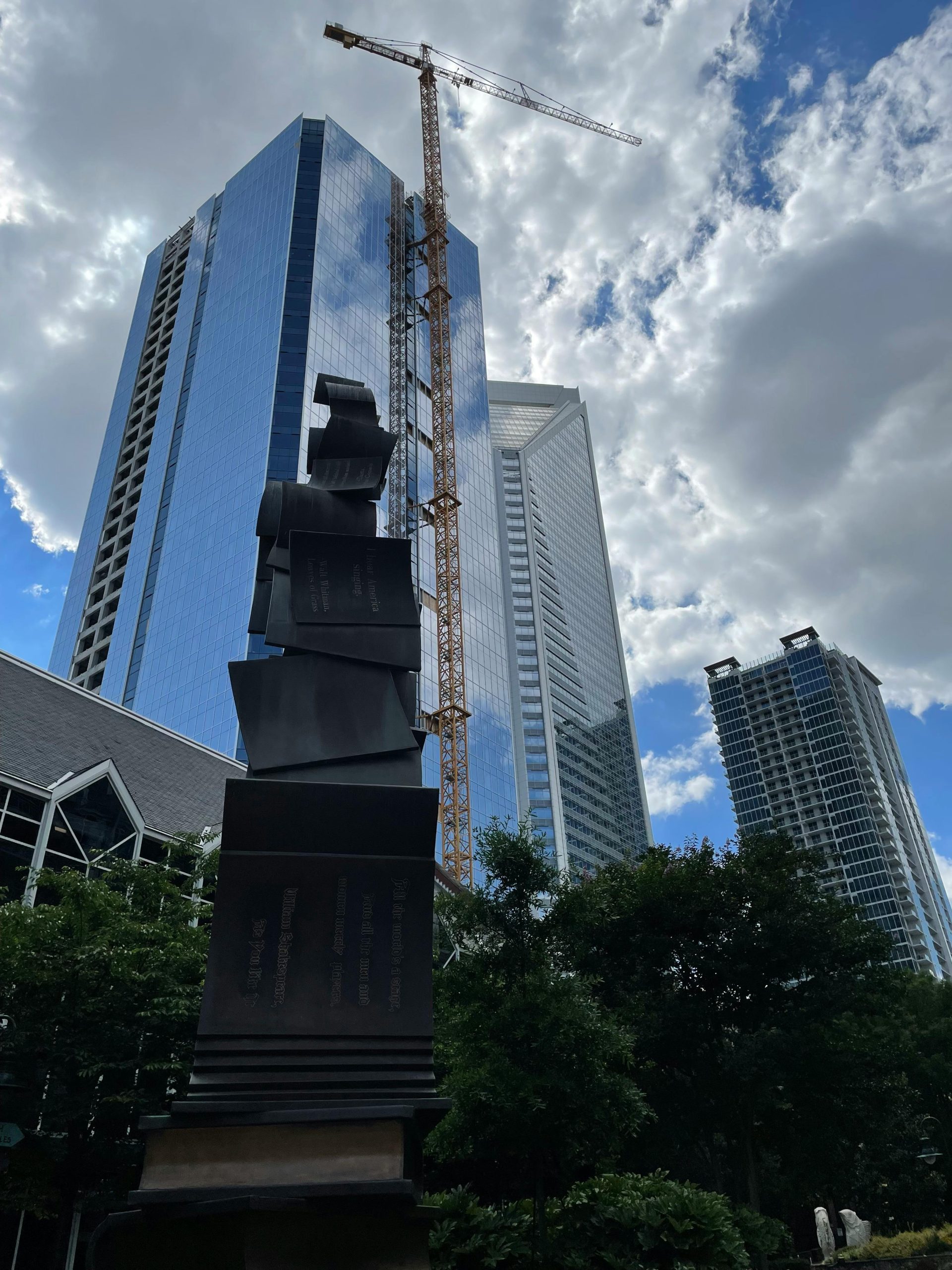 Ground view of a new office building in downtown Charlotte, NC