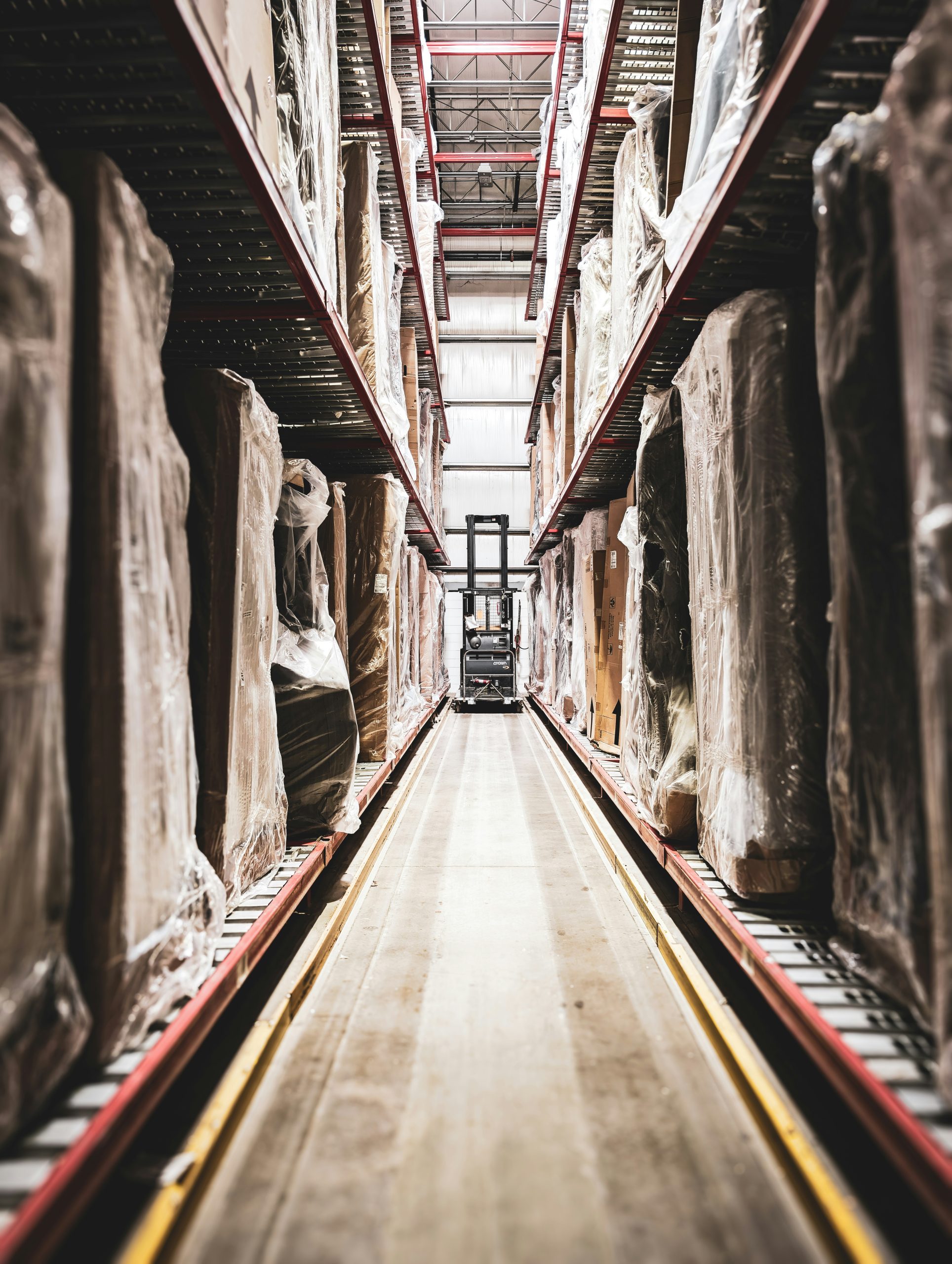 forklift in a commercial warehouse