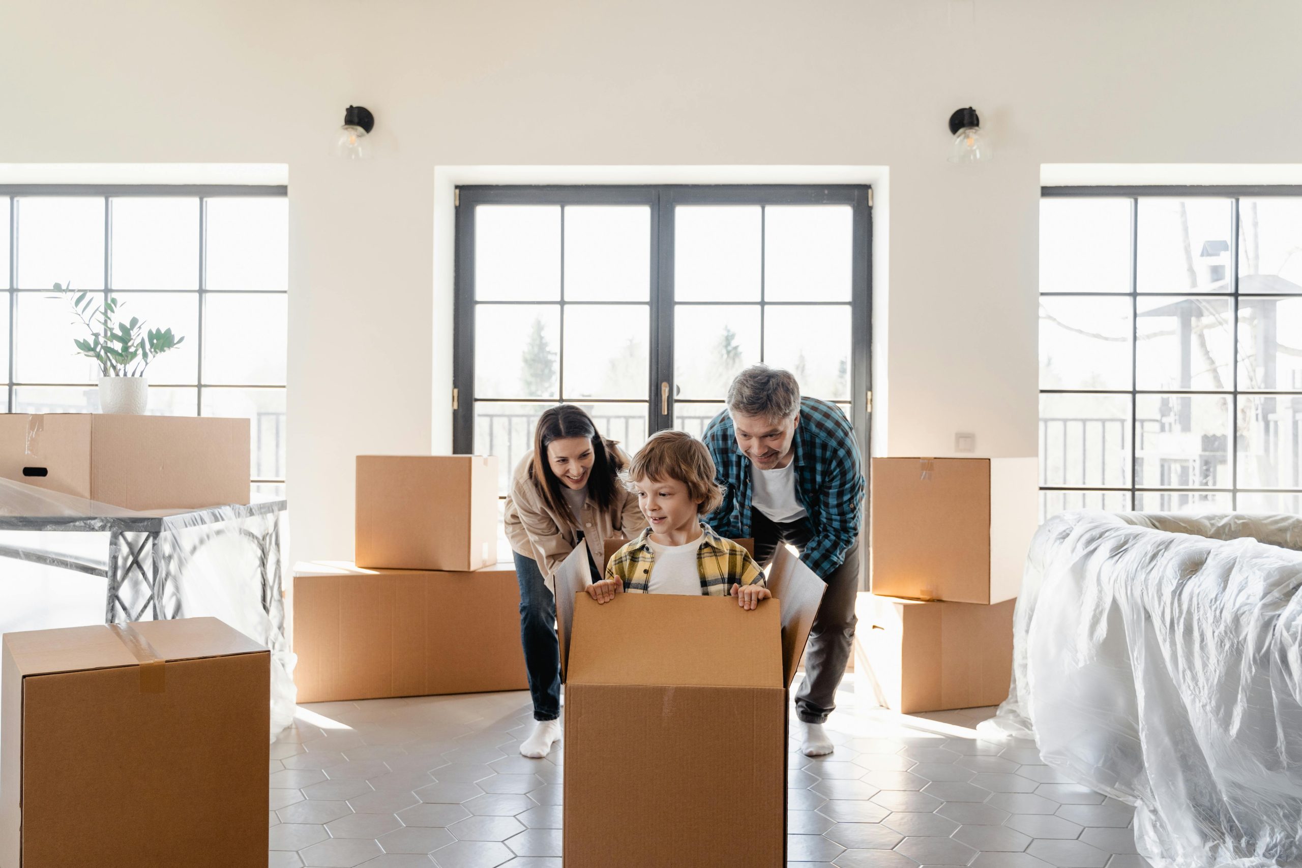 Family unpacking after move